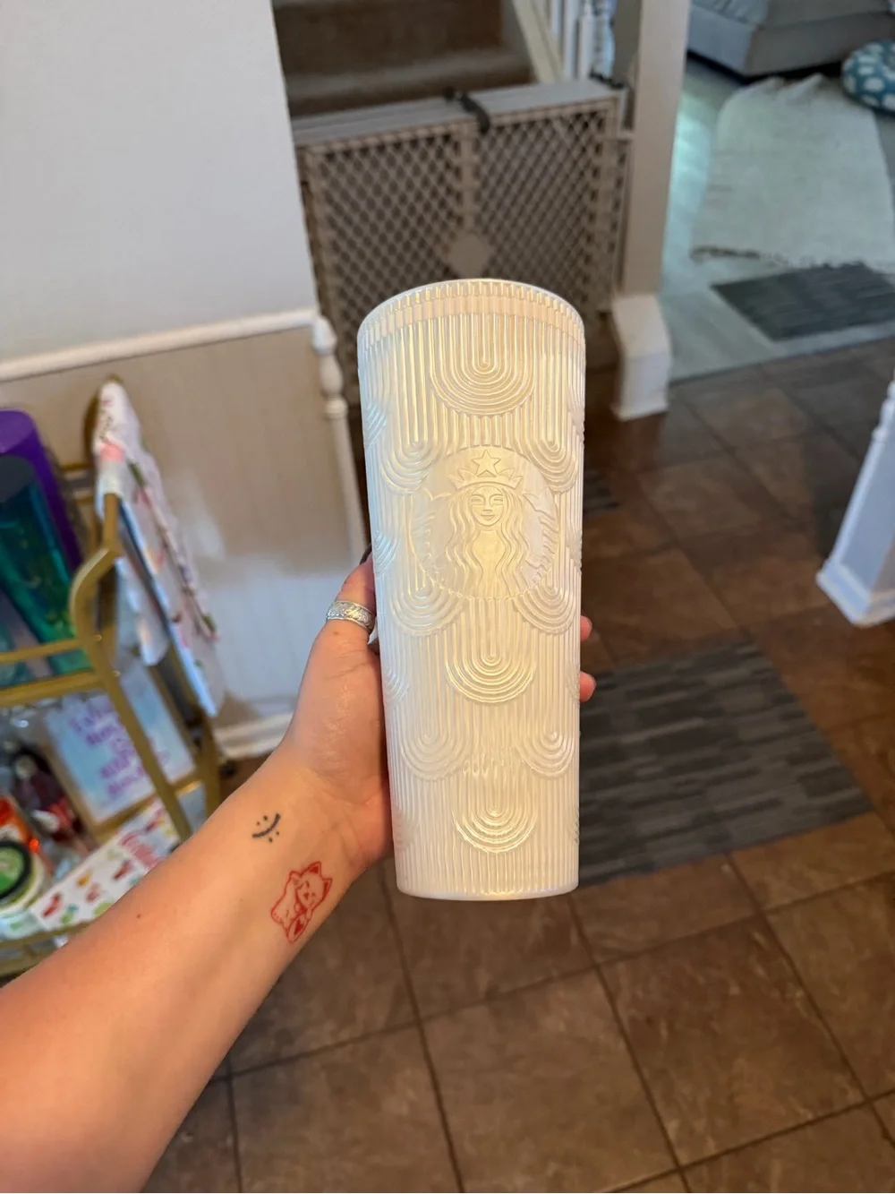 Starbucks Iridescent Teal, Purple & White Reusable Tumblers Set